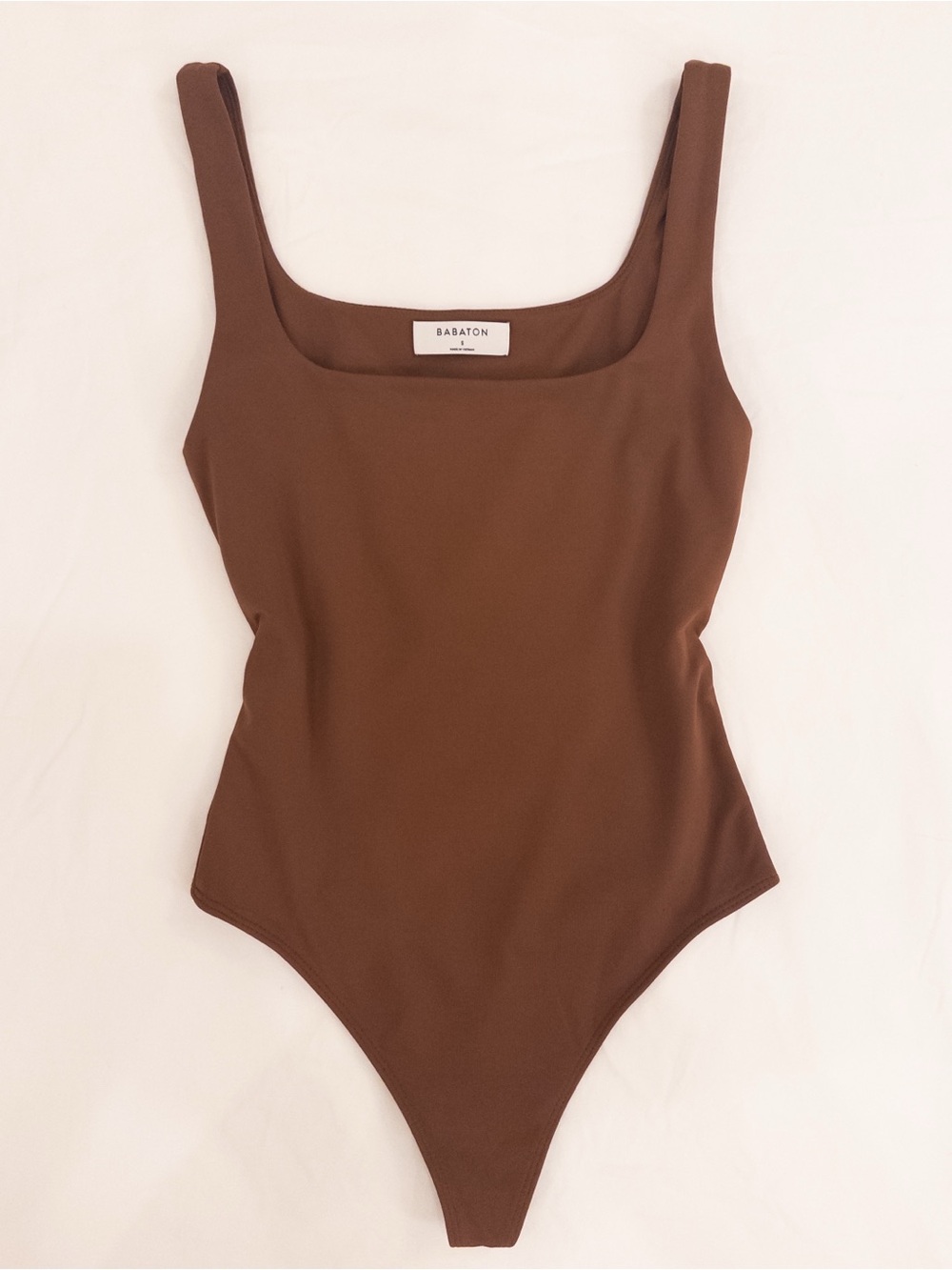 Aritzia Babaton Contour Brown Square-Neck Bodysuit
